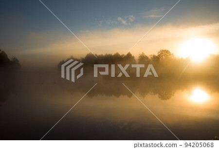 fog and sun on the river fog and sun on the river 94205068