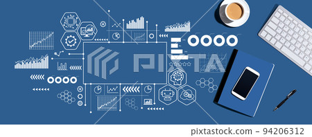 Digital Transformation concept with computer keyboard and office items 94206312