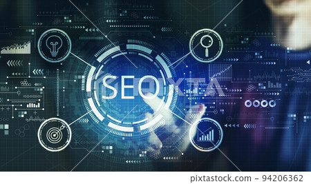 SEO concept with young man in the night SEO concept with young man in the night 94206362