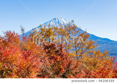 秋天，在鳴澤村的富士山腳下，從光洋台看到的山梨富士山 94206389