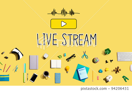 Live stream with electronic gadgets and office supplies 94206431