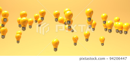 Idea light bulbs floating in the air - 3D 94206447