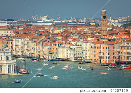 Grand canal from above San Giorgio Maggiore island and Grand canal, Venice 94207129