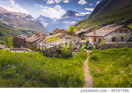 L Ecot, small medieval hamlet of Bonneval sur Arc in Haute Savoie, French alps 94207306