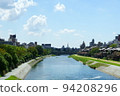 Kamo River and Shijo Bridge under the blue sky 94208296