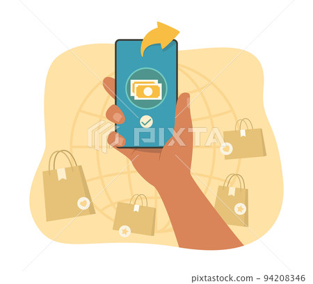 Online Payment by Smartphone for Online Shopping Concept Illustration 94208346