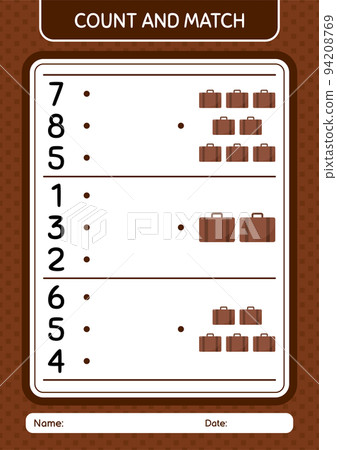Count and match game with suitcase. worksheet for preschool kids, kids activity sheet 94208769
