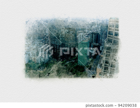 Shinjuku skyscrapers drawn with watercolors, illustrations of Nishi-Shinjuku, illustrations of office buildings, Japanese paintings of buildings Shinjuku skyscrapers drawn with watercolors, illustrations of Nishi-Shinjuku, illustrations of office buildings, Japanese paintings of buildings 94209038