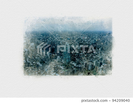 Shinjuku skyscrapers drawn with watercolors, illustrations of Nishi-Shinjuku, illustrations of office buildings, Japanese paintings of buildings Shinjuku skyscrapers drawn with watercolors, illustrations of Nishi-Shinjuku, illustrations of office buildings, Japanese paintings of buildings 94209040