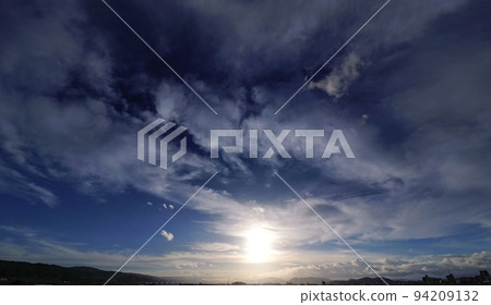 Refreshing early autumn morning sky with various clouds, super wide angle, mainly sky, 220906am Refreshing early autumn morning sky with various clouds, super wide angle, mainly sky, 220906am 94209132