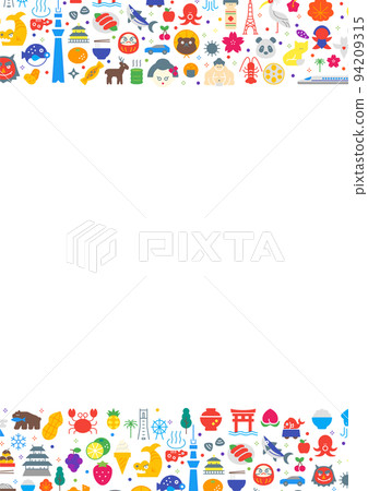 Illustration material: Japanese icon frame vertical (vector line width changeable) 94209315