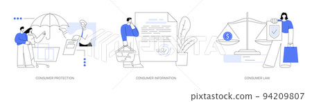 Buyers rights regulation abstract concept vector illustrations. Buyers rights regulation abstract concept vector illustrations. 94209807