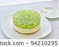 Shine Muscat no-bake cheesecake taken in bright natural light Horizontal position White background 94210295