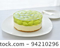 Shine Muscat no-bake cheesecake taken in bright natural light Horizontal position White background 94210296