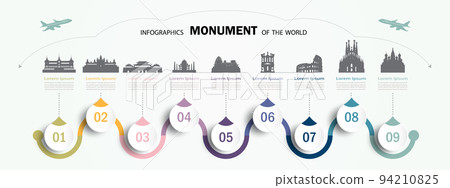 Travel landmark infographic world monument template. Modern infographic Travel landmark infographic world monument template. Modern infographic 94210825