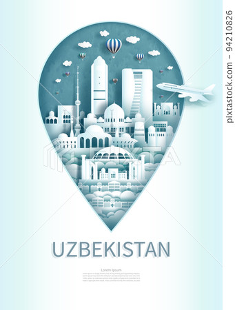 Travel landmark to uzbekistan pin point modern and ancient monument. Travel landmark to uzbekistan pin point modern and ancient monument. 94210826