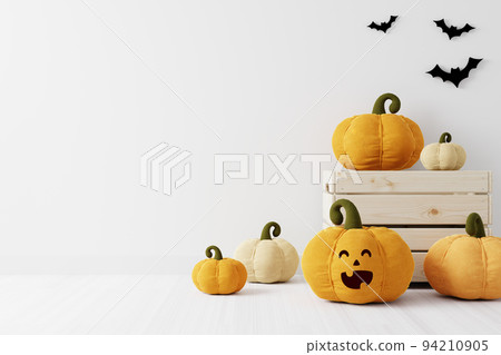 Halloween illustration with pumpkins and bats on white background. Halloween illustration with pumpkins and bats on white background. 94210905