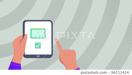 Image of travel icons over hands using tablet Image of travel icons over hands using tablet 94211424