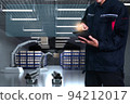 Cat robot for industry 4.0 3d render communication to people cybernetic manufacturing connection in factory automate in car dealership automation futuristic future cat toy intelligence 3d render 94212017