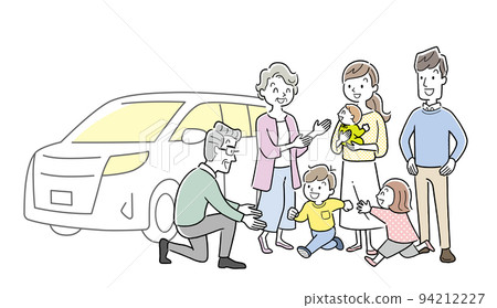 矢量圖素材:3代家庭和汽車、私家車 矢量圖素材:3代家庭和汽車、私家車 94212227