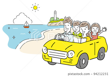Vector illustration material: Drive to the sea with family, travel 94212231
