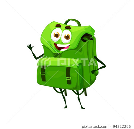 Cartoon cute green schoolbag character. Funny 94212296