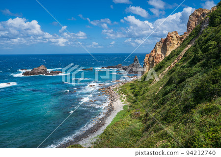 日本海灘 積丹出見崎、竹之子岩和積丹藍的百景 94212740