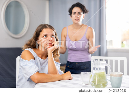 Young female LGBT couple quarreling at home 94212918