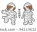 A loose illustration of a girl wearing a mummy costume for Halloween 94213632