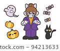 A loose illustration of a girl wearing a Frankenstein costume for Halloween 94213633