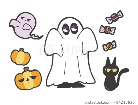 A loose illustration of a girl wearing a ghost costume for Halloween A loose illustration of a girl wearing a ghost costume for Halloween 94213636