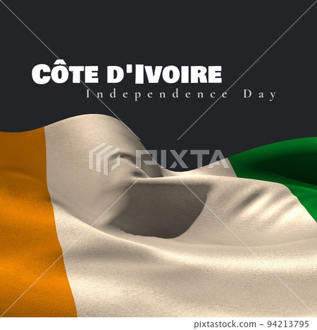 Digital composite of cote d'ivoire independence day text with national flag on black background 94213795