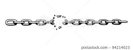 Broken chain with shatters as symbol of strength and freedom. Sketch of metal chains. Vector illustration 94214023