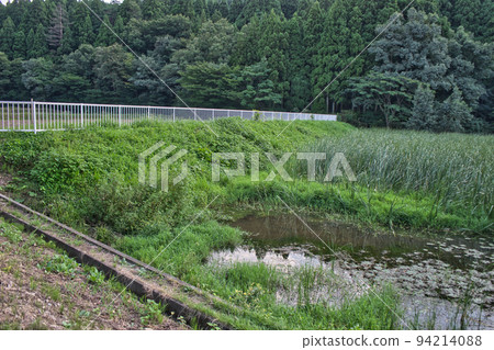 Irrigation pond and its surroundings in the Jike district of Toyama City, Toyama Prefecture Irrigation pond and its surroundings in the Jike district of Toyama City, Toyama Prefecture 94214088