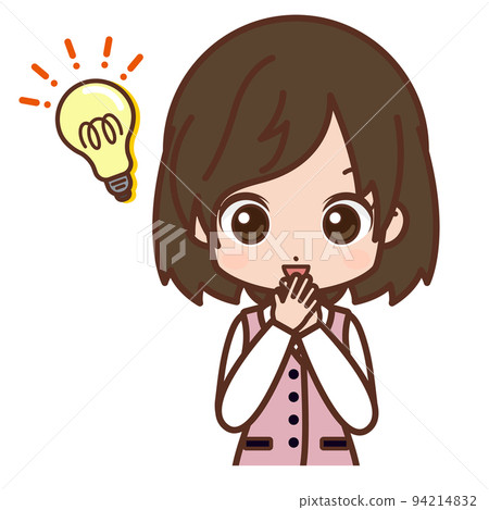 Inspired woman, hand on mouth / suit, young, OL [1] 94214832