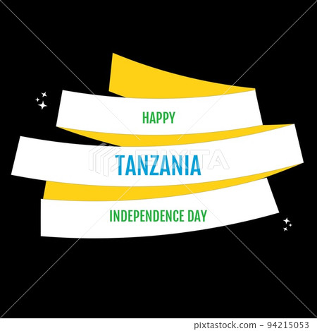 Happy tanzania independence day text in multicolored abstract pattern against black background 94215053