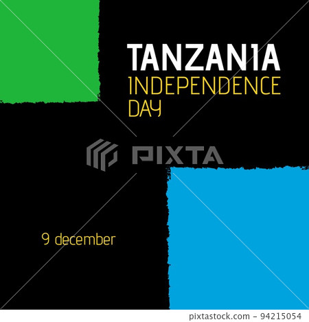 Illustration of tanzania independence day text with green and blue squares over black background Illustration of tanzania independence day text with green and blue squares over black background 94215054