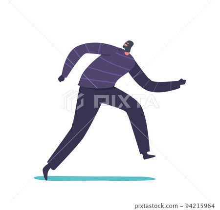 Masked Robber Escape from police after Bank Robbery, Criminal, Gangster, Thief or Bulgar Male Character Wear Balaclava Masked Robber Escape from police after Bank Robbery, Criminal, Gangster, Thief or Bulgar Male Character Wear Balaclava 94215964