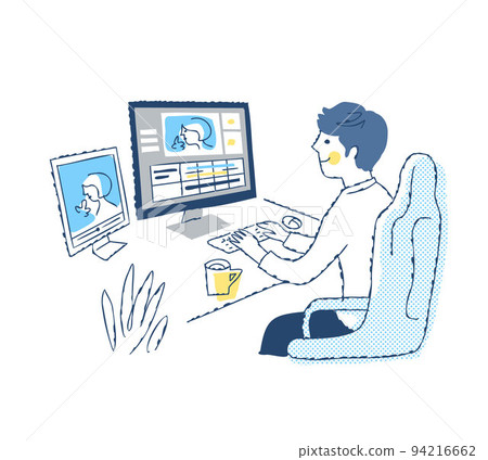 man editing video on computer 94216662
