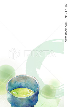 秋葉和抹茶綠茶背景材料水彩 94217107