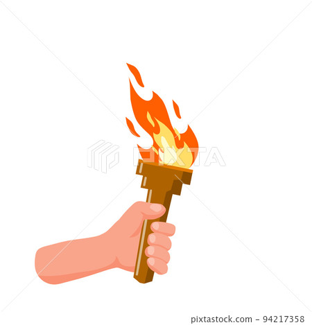 Hand holding torch. Symbol of Olympic Flame 94217358