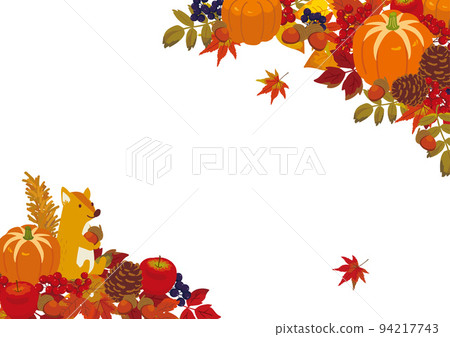 秋天的背景插圖松鼠和堅果 秋天的背景插圖松鼠和堅果 94217743