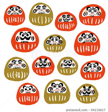 A set of illustrations of Daruma dolls with various facial expressions. Vector illustration on a white background. A set of illustrations of Daruma dolls with various facial expressions. Vector illustration on a white background. 94218627