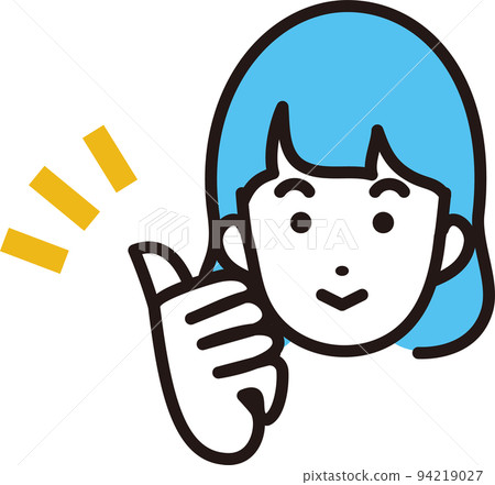 Illustration of a woman doing a thumbs up person icon good smile hand simple line drawing illustration material Illustration of a woman doing a thumbs up person icon good smile hand simple line drawing illustration material 94219027