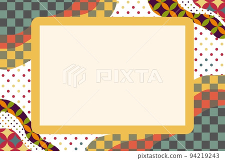 流行日式花紋秋色框芥末色格子花紋圓點 流行日式花紋秋色框芥末色格子花紋圓點 94219243