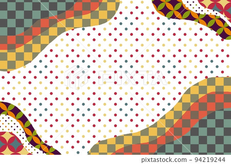 流行日本圖案 秋季彩框 格子圖案 點背景 流行日本圖案 秋季彩框 格子圖案 點背景 94219244