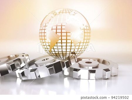Shiny planet over grey cogs Shiny planet over grey cogs 94219502