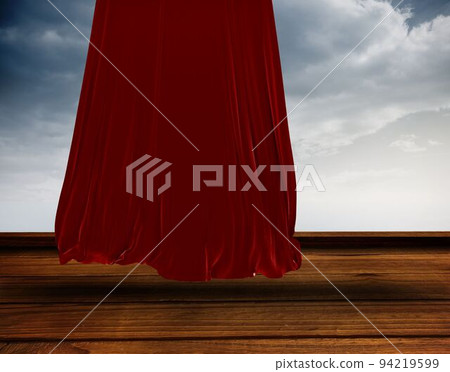 Red curtain pulling back 94219599