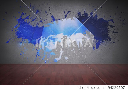 Splash on wall revealing cloud computing graphic Splash on wall revealing cloud computing graphic 94220507