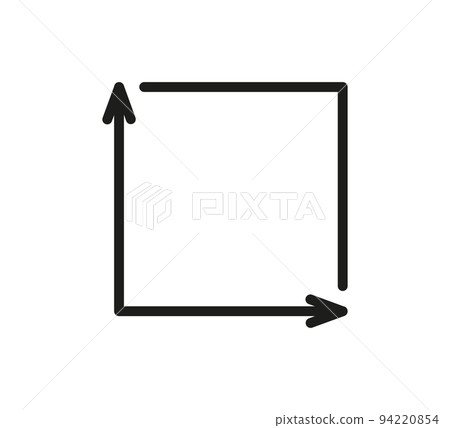 Square area icon. Coordinate axes sign. Coordinate system. Flat math graph icon. Measuring land area. Place dimension pictogram. Vector outline illustration isolated on white background 94220854